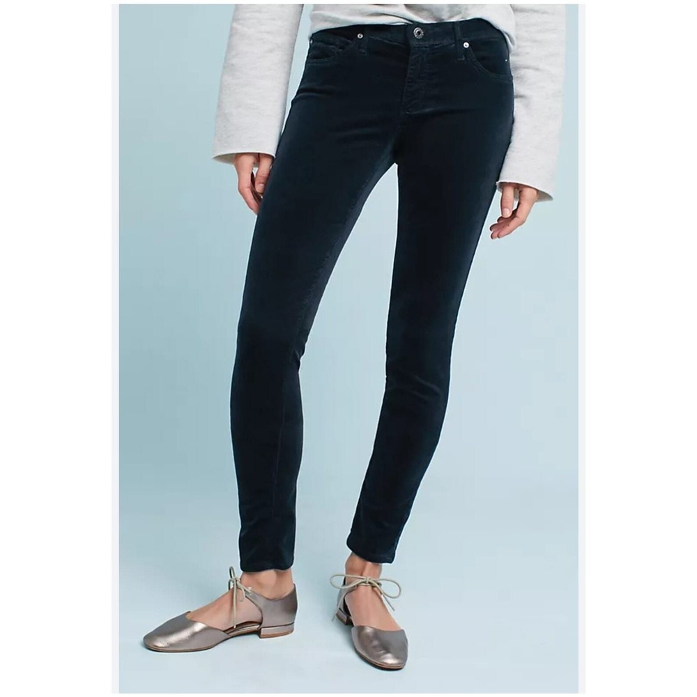 New AG Adriano the legging super skinny black velvet pants size 24